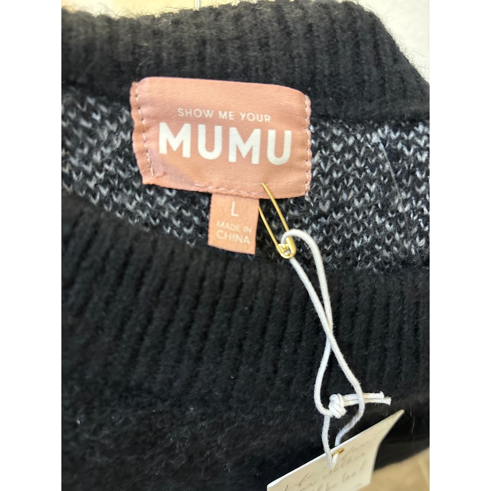 Show Me Your Mumu Here For The Booze Ghost Halloween Sweater Black Large NWT - Picture 2 of 2